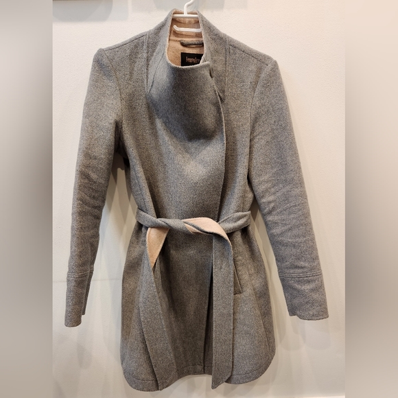 Laundry by Shelli Segal Drape Front Wool Blend Coat, Grey and Light Pink… - Picture 6 of 16